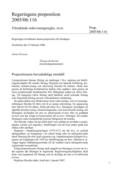 Omslaget till prop. 2005/06:116