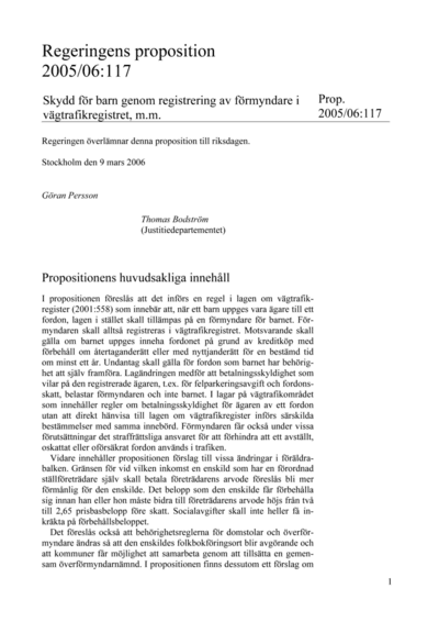Omslaget till prop. 2005/06:117