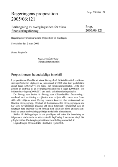 Omslaget till prop. 2005/06:121