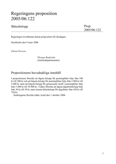 Omslaget till prop. 2005/06:122