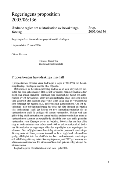 Omslaget till prop. 2005/06:136