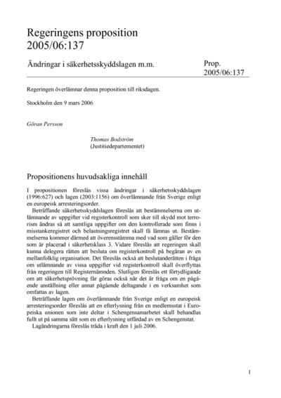Omslaget till prop. 2005/06:137