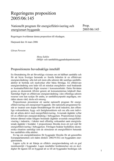 Omslaget till prop. 2005/06:145