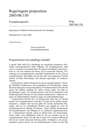 Omslaget till prop. 2005/06:150