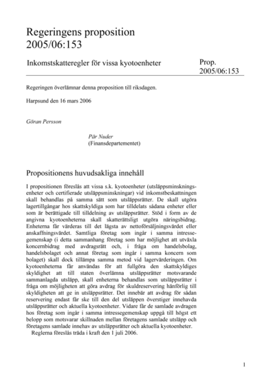 Omslaget till prop. 2005/06:153