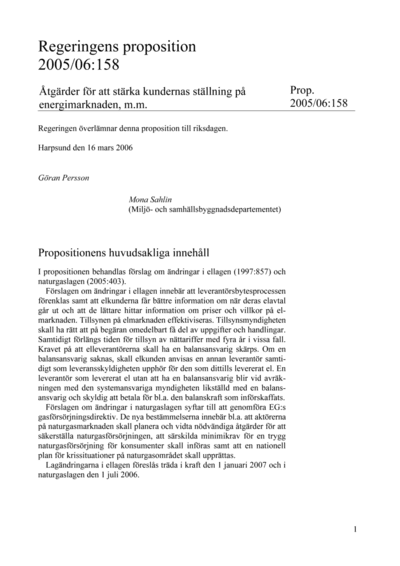Omslaget till prop. 2005/06:158