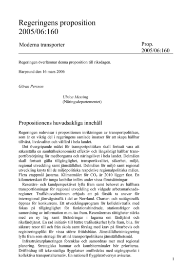 Omslaget till prop. 2005/06:160