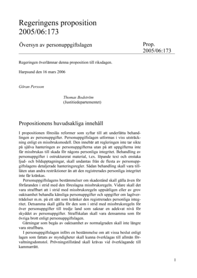 Omslaget till prop. 2005/06:173