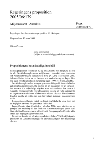 Omslaget till prop. 2005/06:179