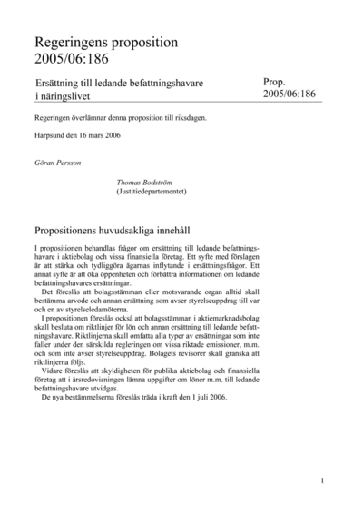 Omslaget till prop. 2005/06:186
