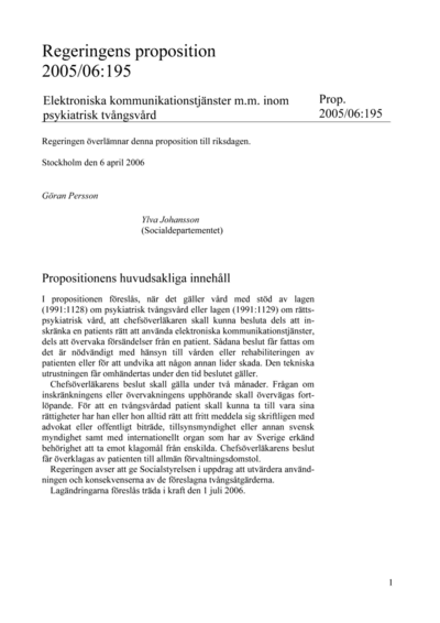 Omslaget till prop. 2005/06:195