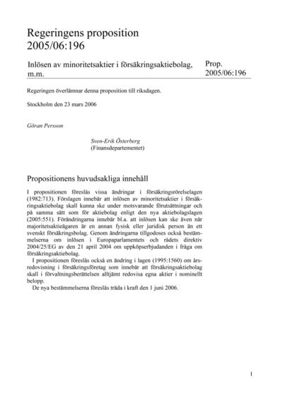 Omslaget till prop. 2005/06:196
