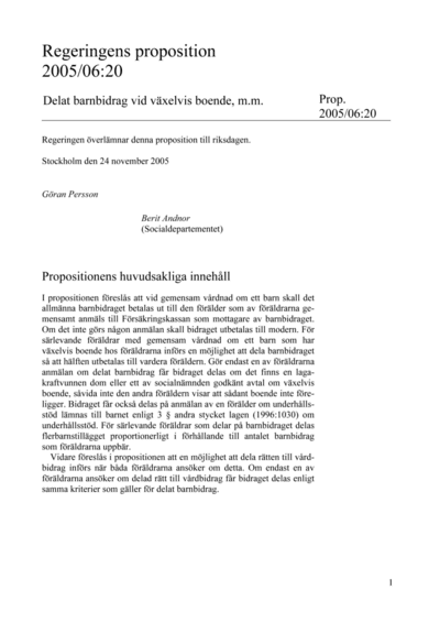 Omslaget till prop. 2005/06:20