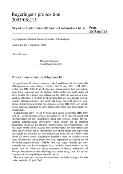 Omslaget till prop. 2005/06:215