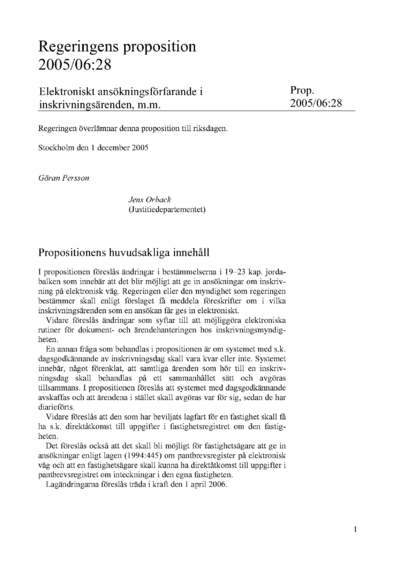 Omslaget till prop. 2005/06:28