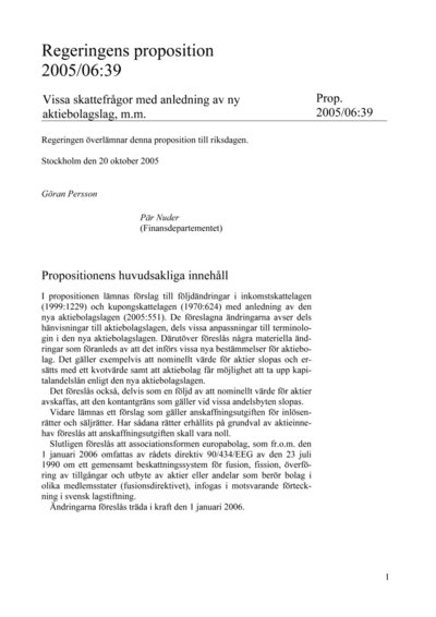 Omslaget till prop. 2005/06:39