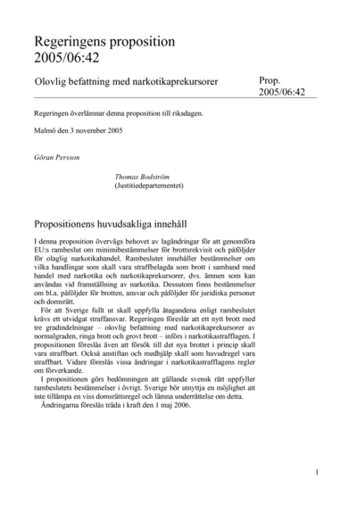 Omslaget till prop. 2005/06:42
