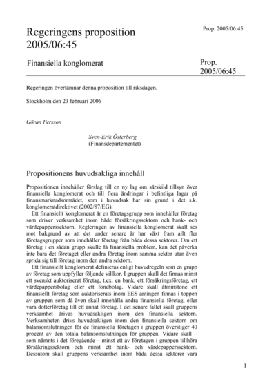 Omslaget till prop. 2005/06:45