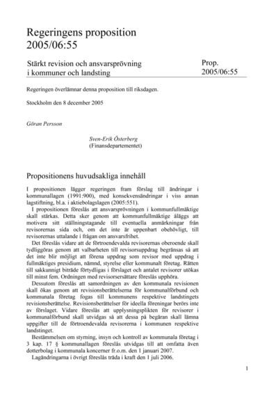 Omslaget till prop. 2005/06:55