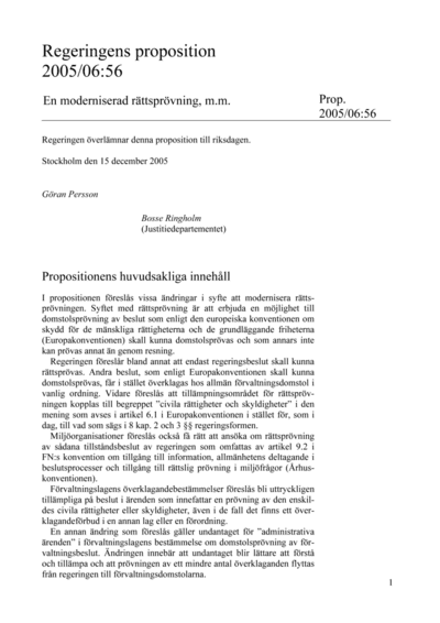 Omslaget till prop. 2005/06:56