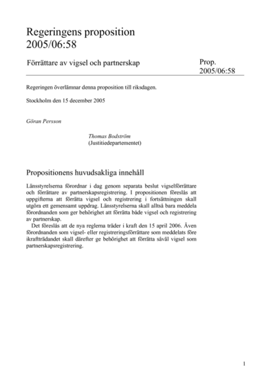 Omslaget till prop. 2005/06:58