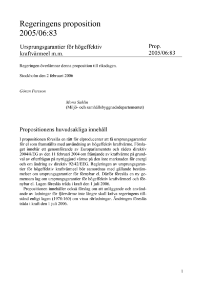 Omslaget till prop. 2005/06:83