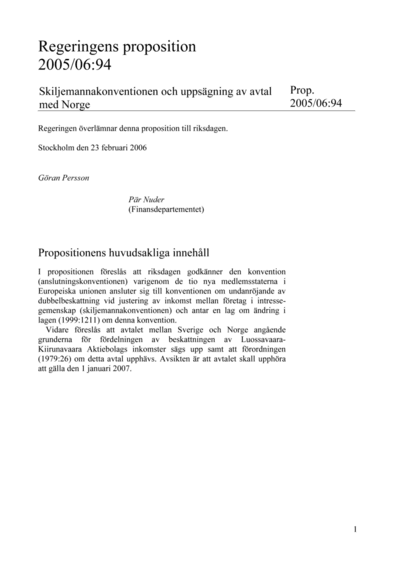 Omslaget till prop. 2005/06:94