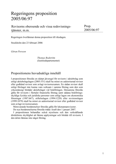 Omslaget till prop. 2005/06:97