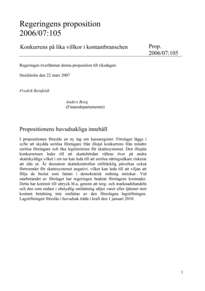 Omslaget till prop. 2006/07:105