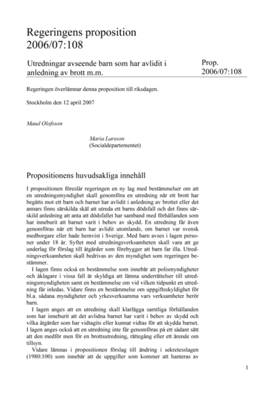 Omslaget till prop. 2006/07:108