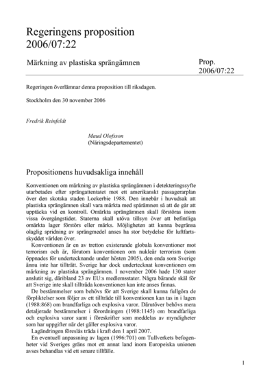Omslaget till prop. 2006/07:22