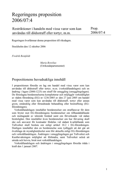 Omslaget till prop. 2006/07:4