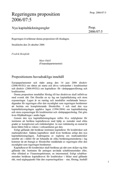 Omslaget till prop. 2006/07:5
