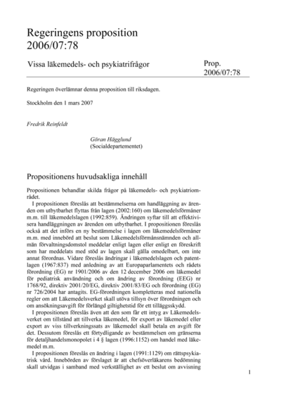 Omslaget till prop. 2006/07:78