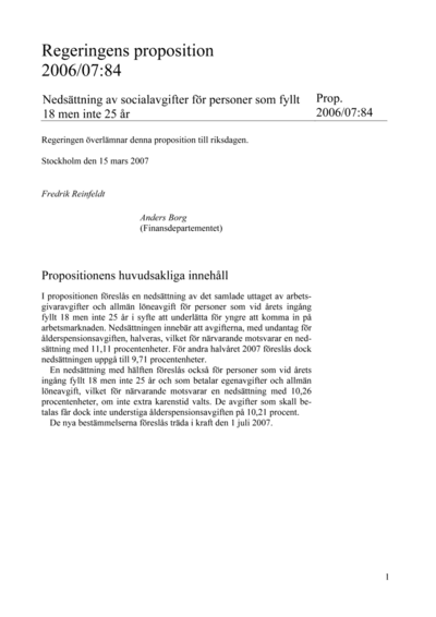 Omslaget till prop. 2006/07:84