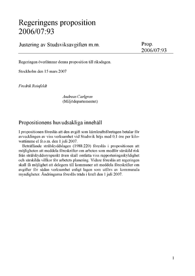 Omslaget till prop. 2006/07:93