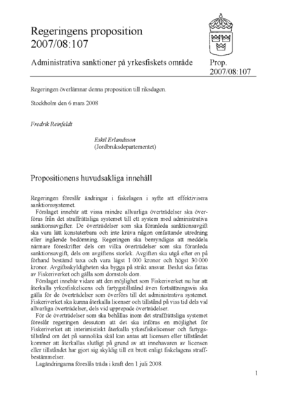 Omslaget till prop. 2007/08:107