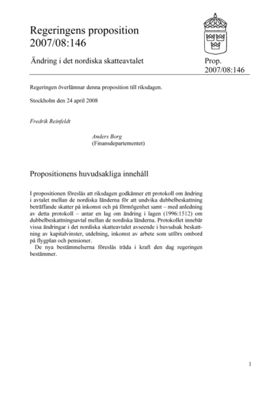 Omslaget till prop. 2007/08:146