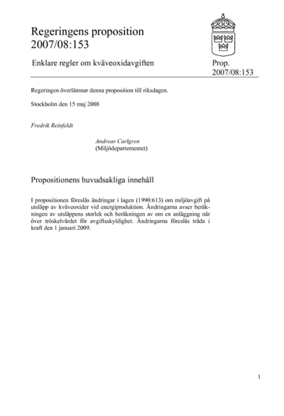Omslaget till prop. 2007/08:153