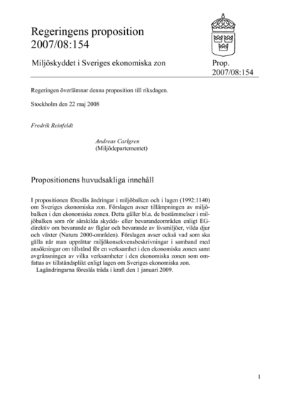 Omslaget till prop. 2007/08:154