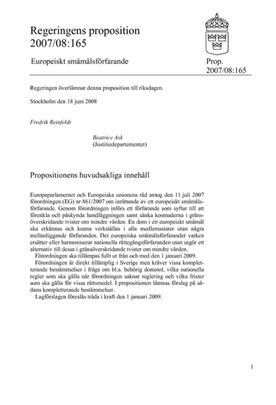 Omslaget till prop. 2007/08:165