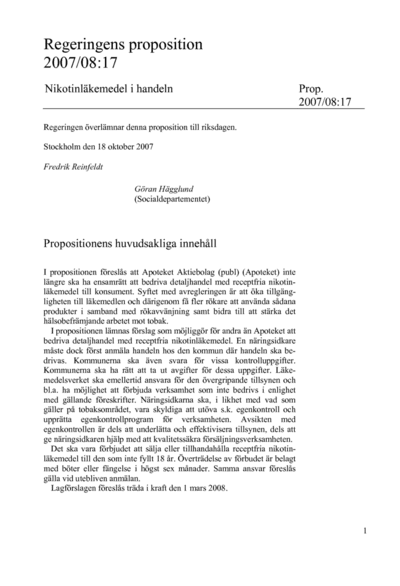 Omslaget till prop. 2007/08:17
