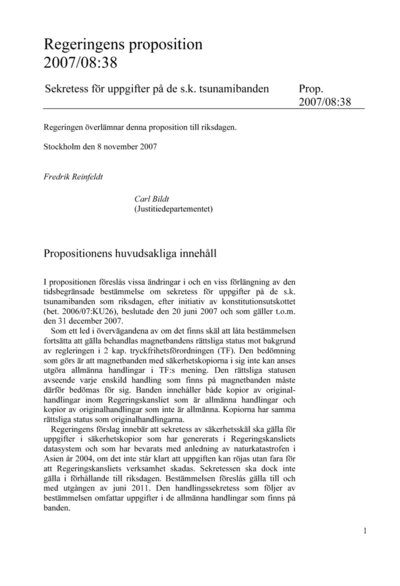 Omslaget till prop. 2007/08:38