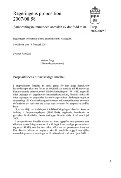 Omslaget till prop. 2007/08:58