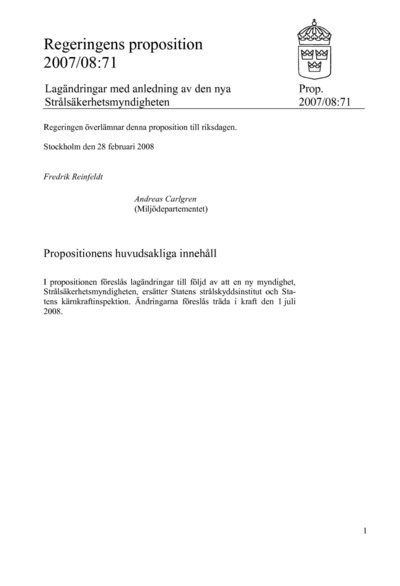 Omslaget till prop. 2007/08:71