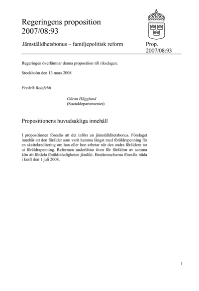 Omslaget till prop. 2007/08:93