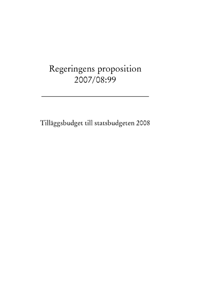 Omslaget till prop. 2007/08:99