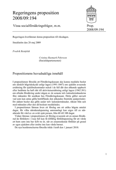 Omslaget till prop. 2008/09:194