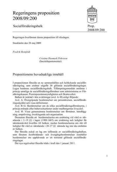 Omslaget till prop. 2008/09:200