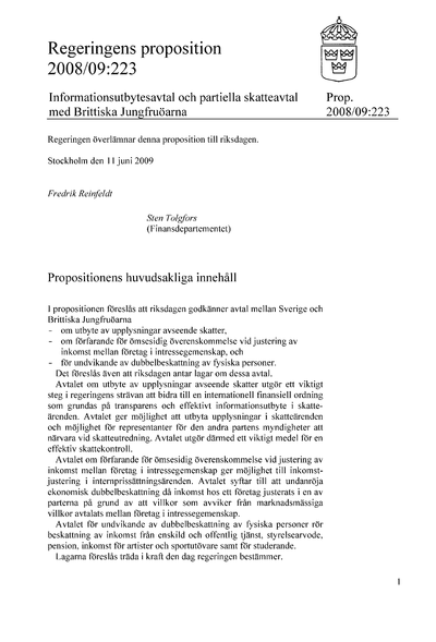 Omslaget till prop. 2008/09:223